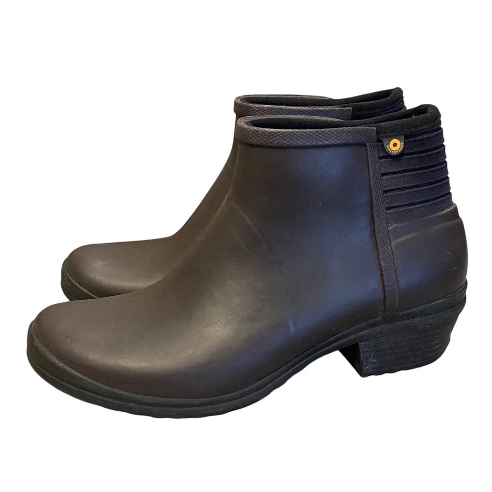 Bogs Vista Ankle Boots Brown Waterproof Rubber Rain Boots 72406-200 Womens 7